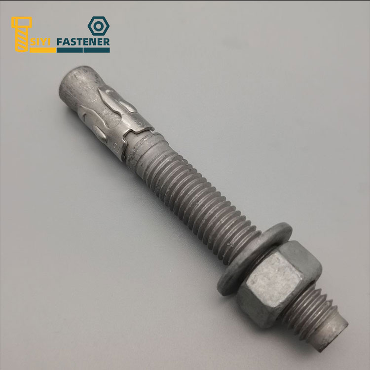 Baja Karbon Hot Dip Galvanis HDG Wedge Anchor dengan Klip Stainless Steel