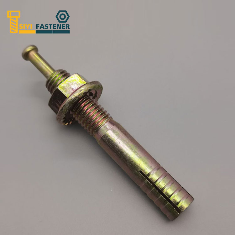 Baja Karbon Kuning Seng Disepuh Hit Anchor dengan Flange Nut